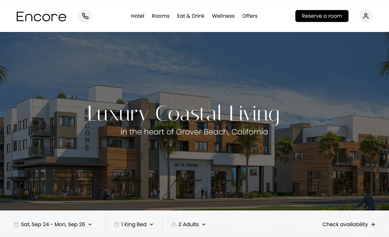 Encore COASTAL LIVING website and app mockup