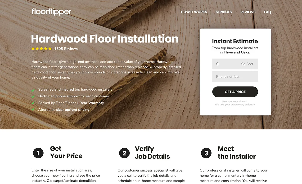 FloorFlipper TRUST & CONVERSION website and app mockup