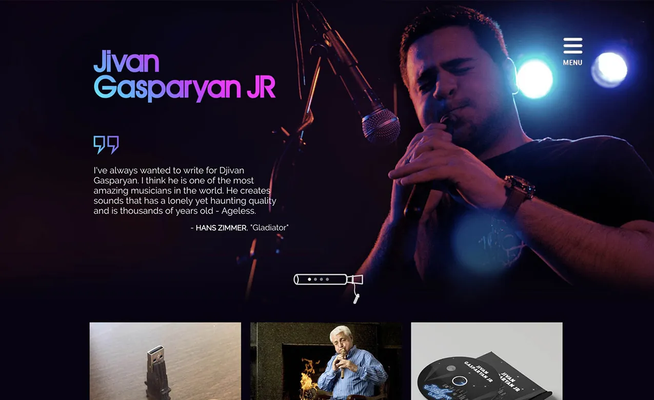 Jivan Gasparyan JR MUSICAL LEGACY website and app mockup